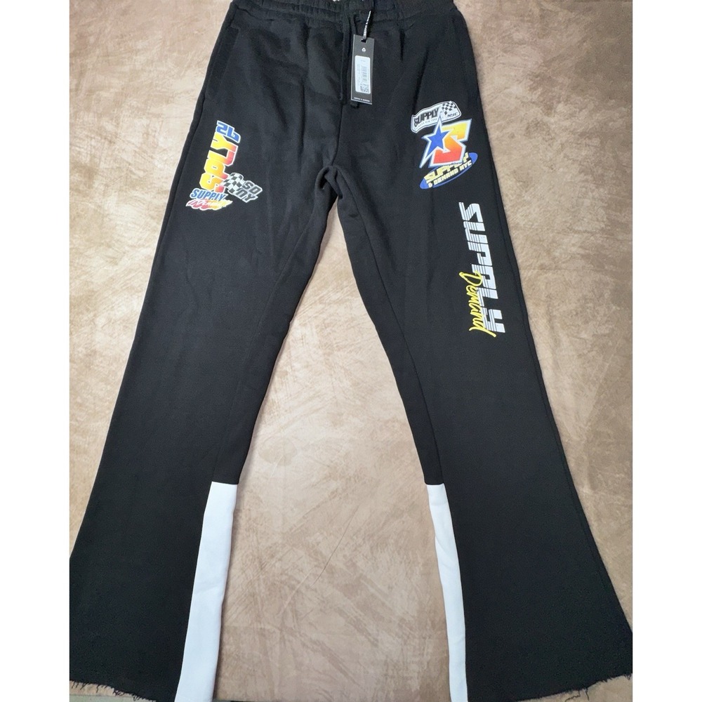 Supply & Demand Men's Jogger Pants Black Fleece Sweatpants XL NWT Raw Hem